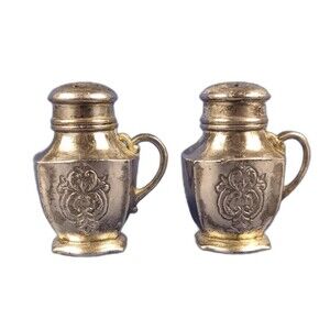 Tiny Occupied Japan Salt And Pepper Shaker Vintage Silver Plated Pair